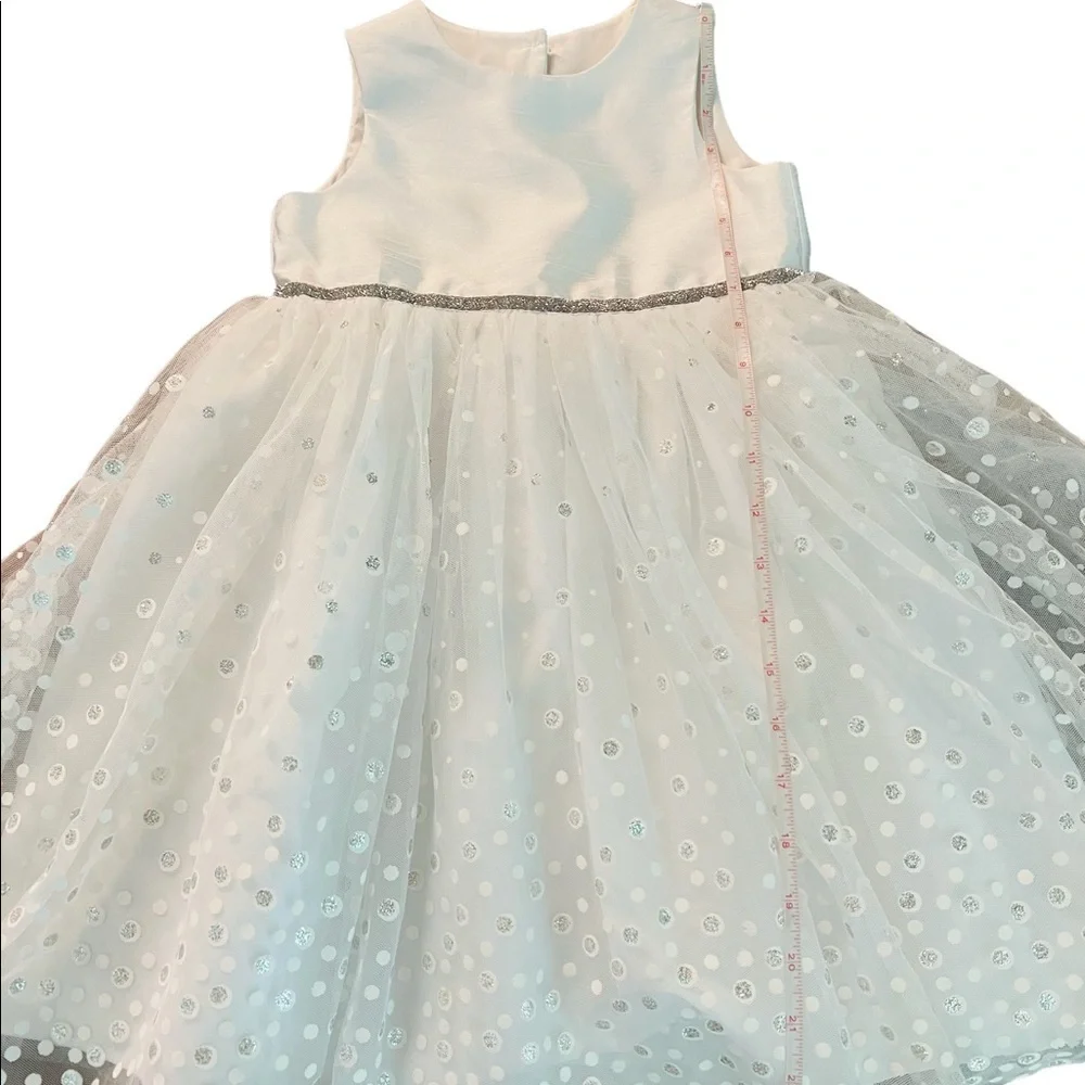 MARMELLATA GIRLS WHITE & SILVER SLEEVELESS FORMAL TULLE DRESS SIZE 3T
